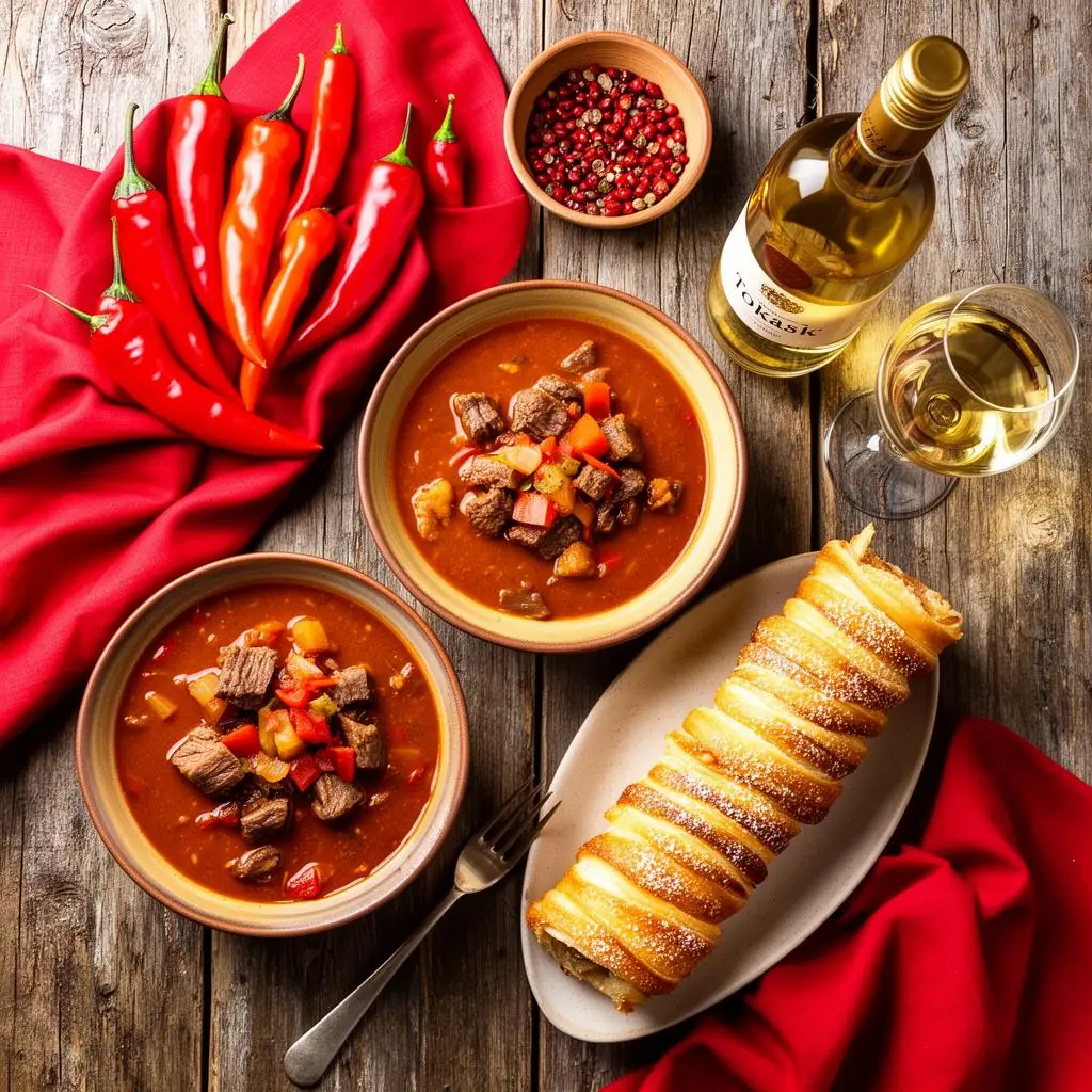 Hungarian goulash and Tokaj wine