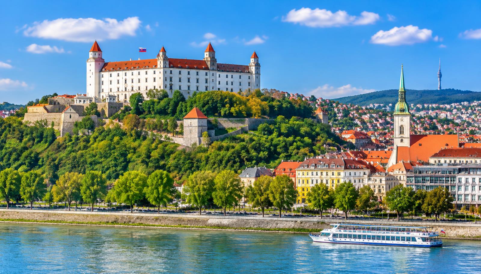 Bratislava Castle above the Danube on a sunny day